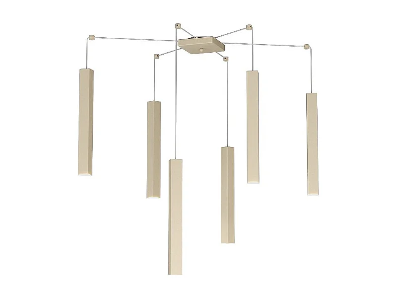 Sospensione Moderna Square Tube Metallo Sabbia 6 Luci Gu10