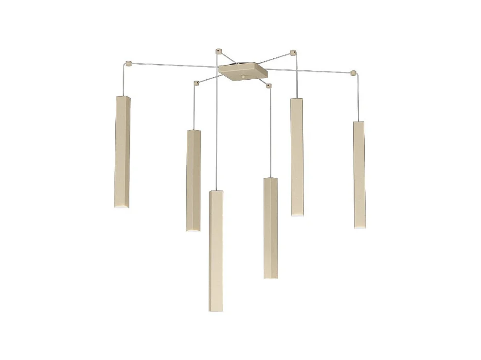 Square Tube Sospensione 6 Luci Sabbia Cavo Cm.250 Con Base
