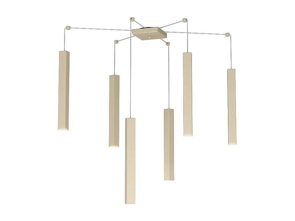 Square Tube Sospensione 6 Luci Sabbia Cavo Cm.250 Con Base