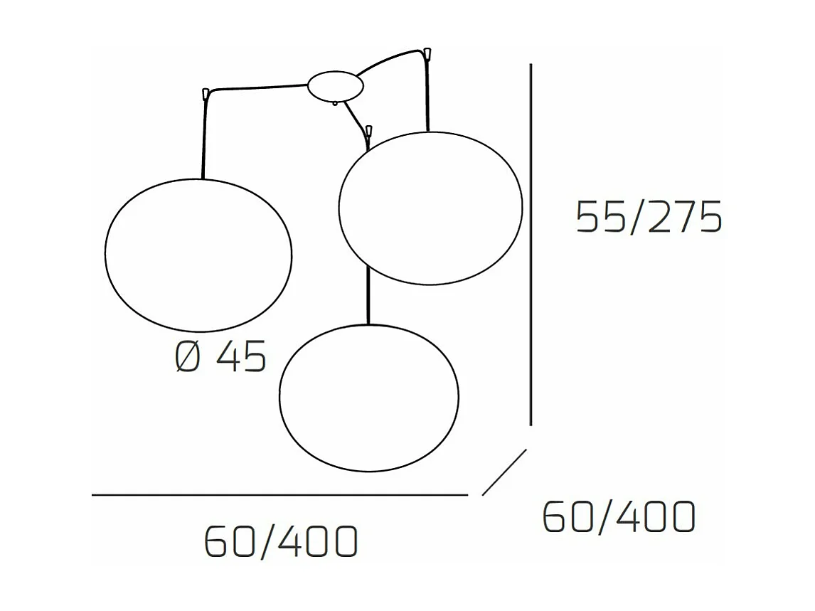 Soft Sospensione D.45 Cm. 3 Luci