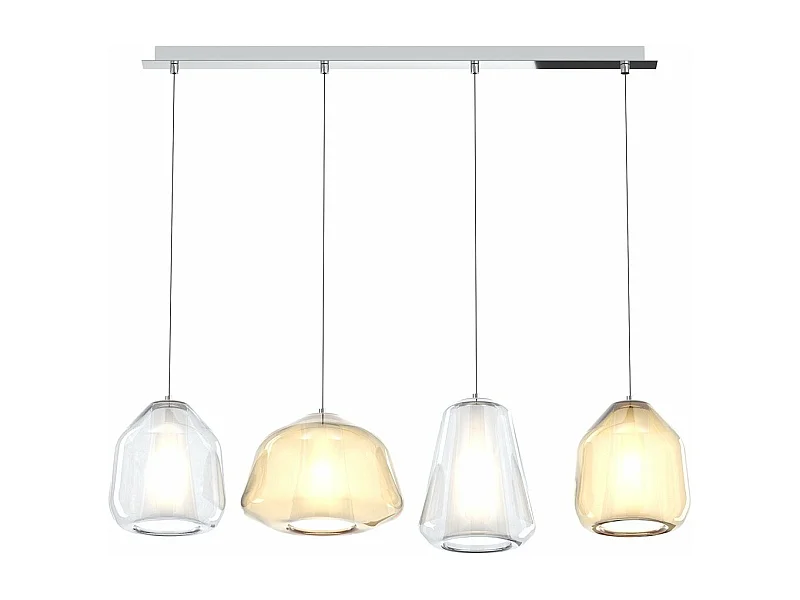 Sospensione Cromo 4 Luci Rettangolare Alpha Am + Beta Tr + Beta Am + Gamma Tr