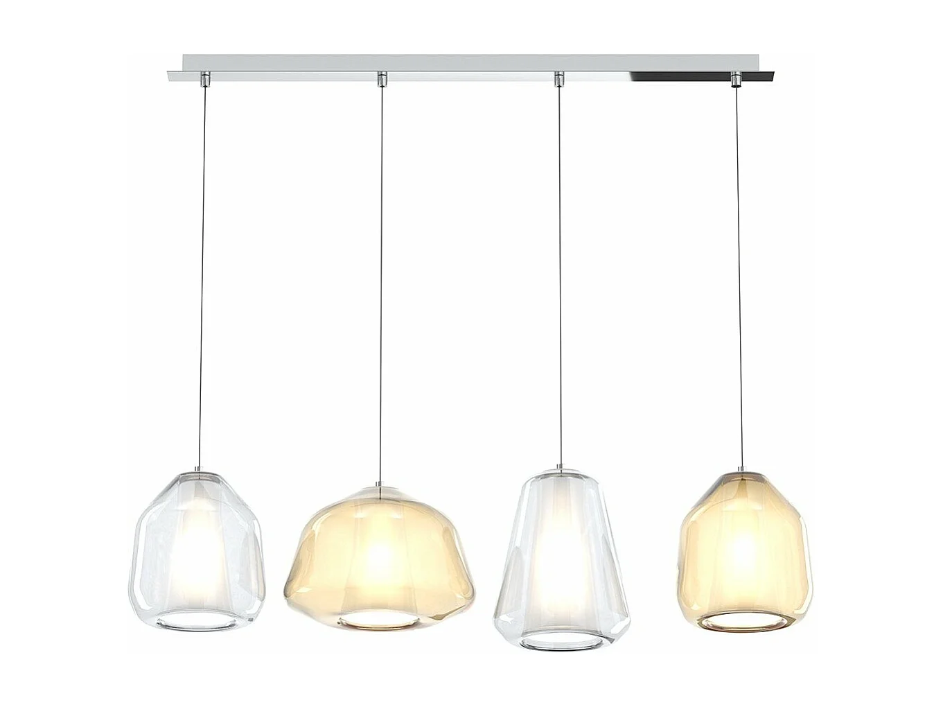 Sospensione Cromo 4 Luci Rettangolare Alpha Am + Beta Tr + Beta Am + Gamma Tr