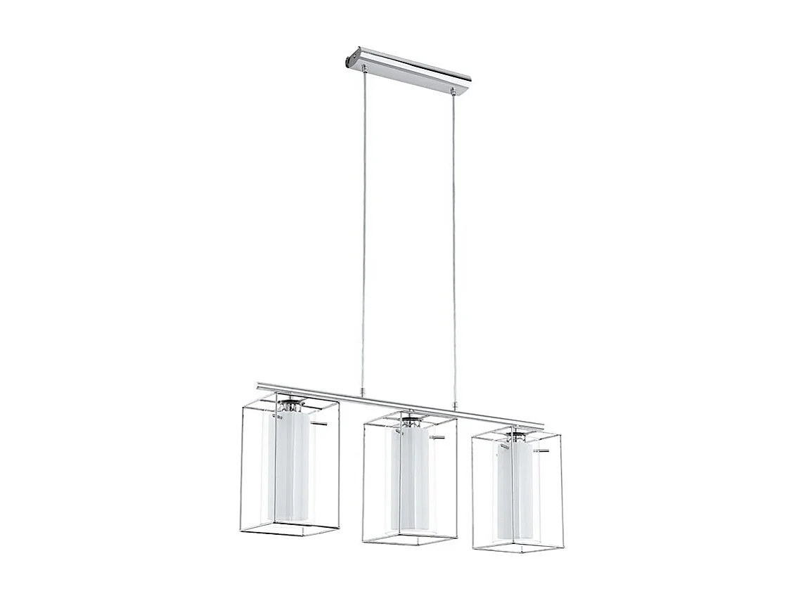 Lampadario Industrial Loncino 3 Luci Acciaio Cromo