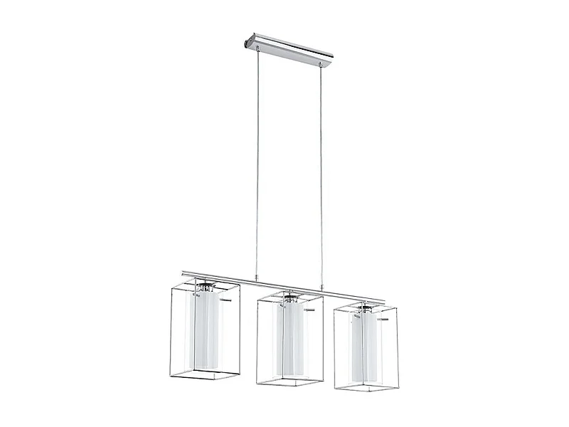 Lampadario Industrial Loncino 3 Luci Acciaio Cromo