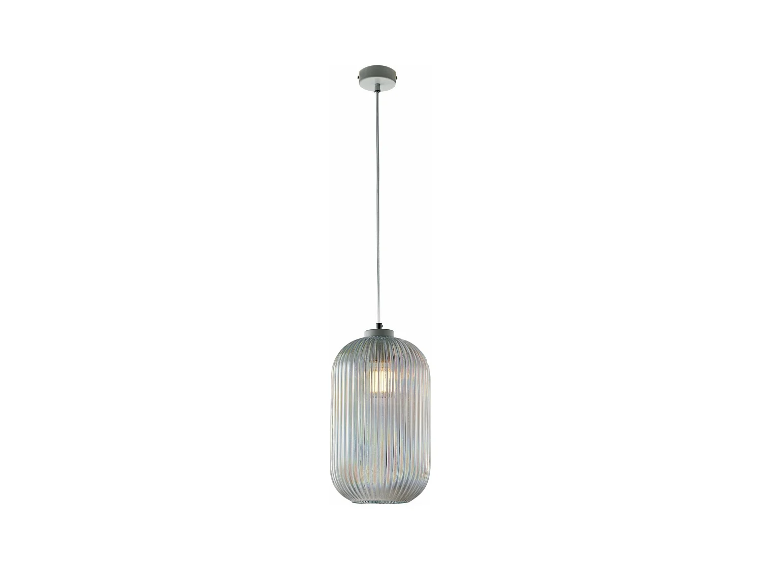 Suspension Krizia fer blanc, câble réglable, verre soufflé transparent décor surélevé, 1 lumière, design classique
