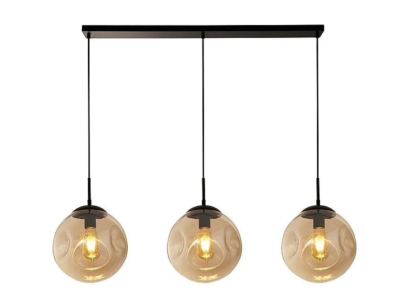 Searchlicht Punch 3-Licht-Bar-Pendelleuchte, Schwarz, Champagnerfarbenes gestanztes Glas