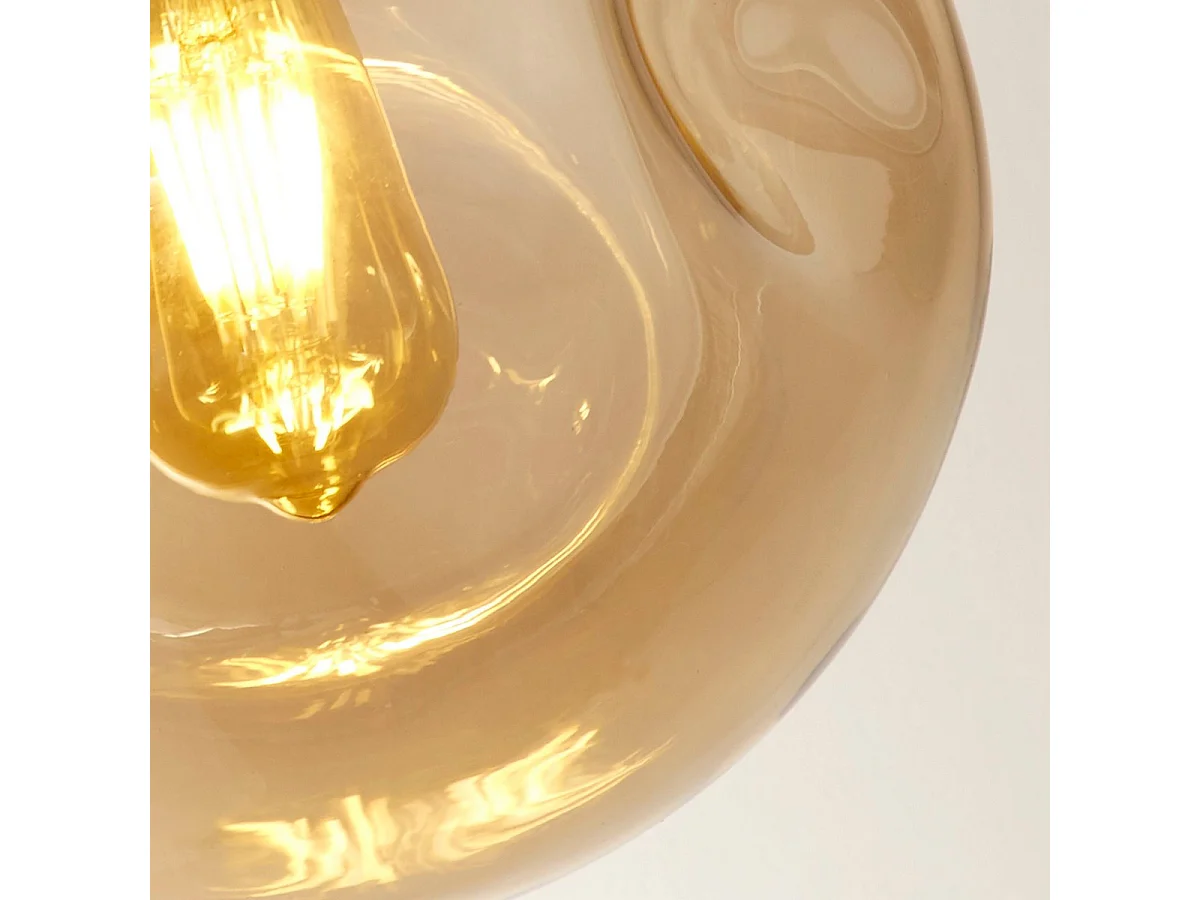 Searchlight Punch Lampadario a 3 barre luminose, nero, vetro punzonato champagne