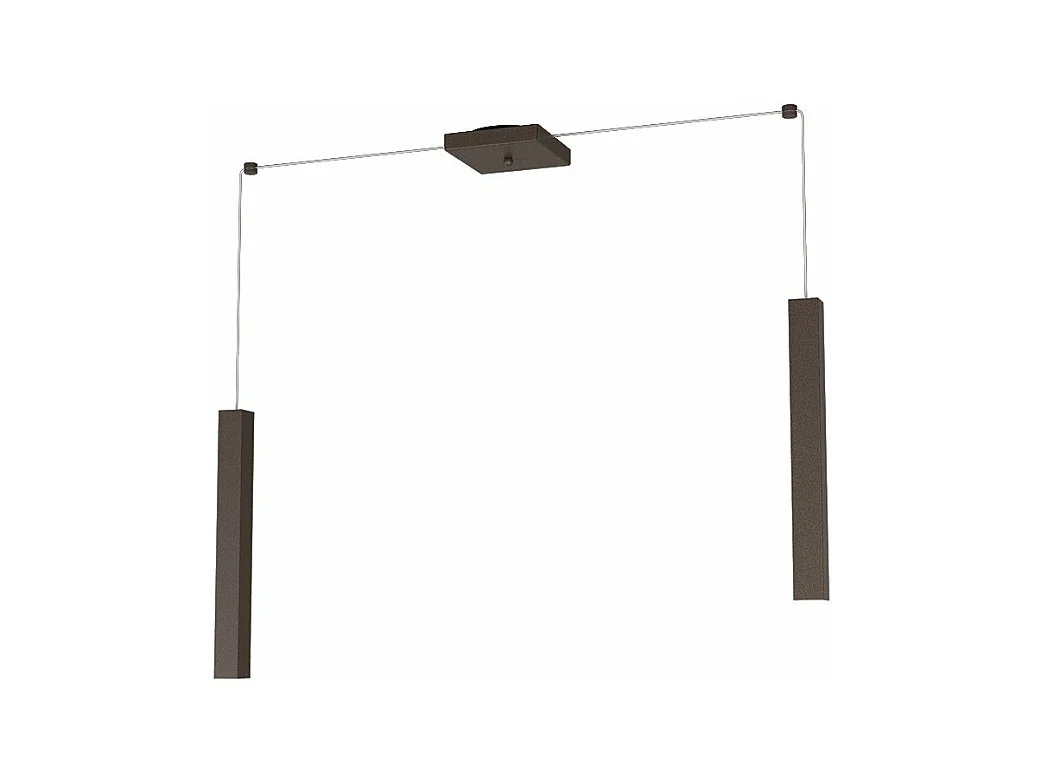 Square Tube Sospensione 2 Luci Marrone Cavo Cm.250 Con Base