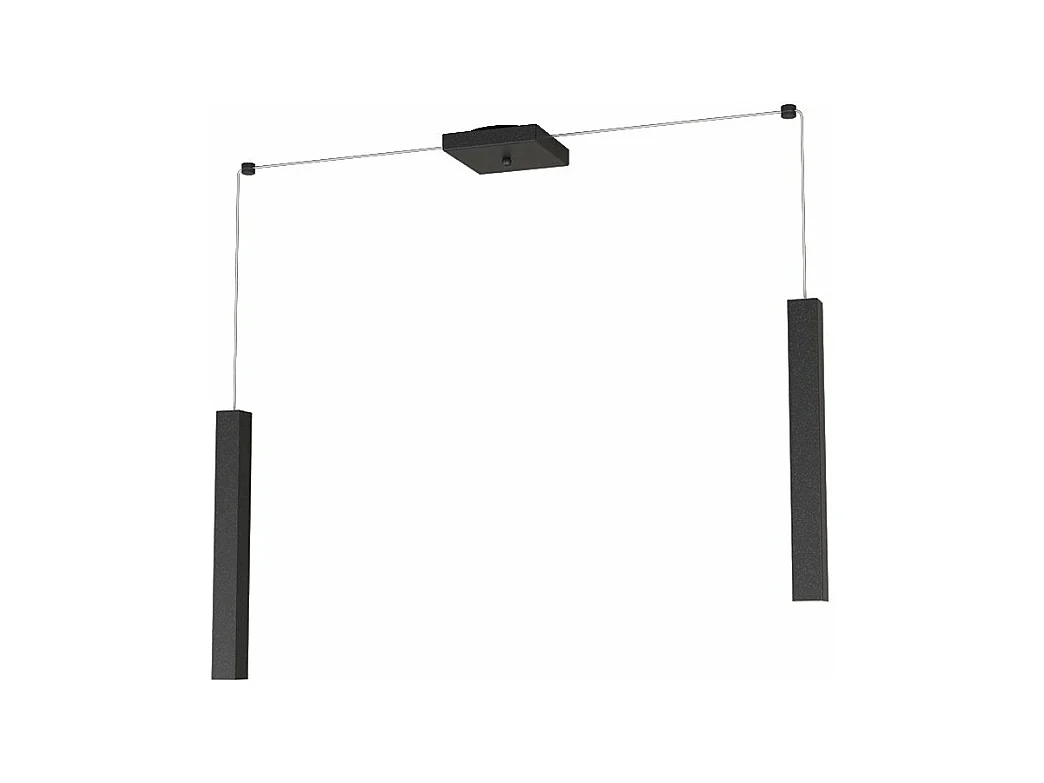 Sospensione Moderna Square Tube Metallo Nero 2 Luci Gu10