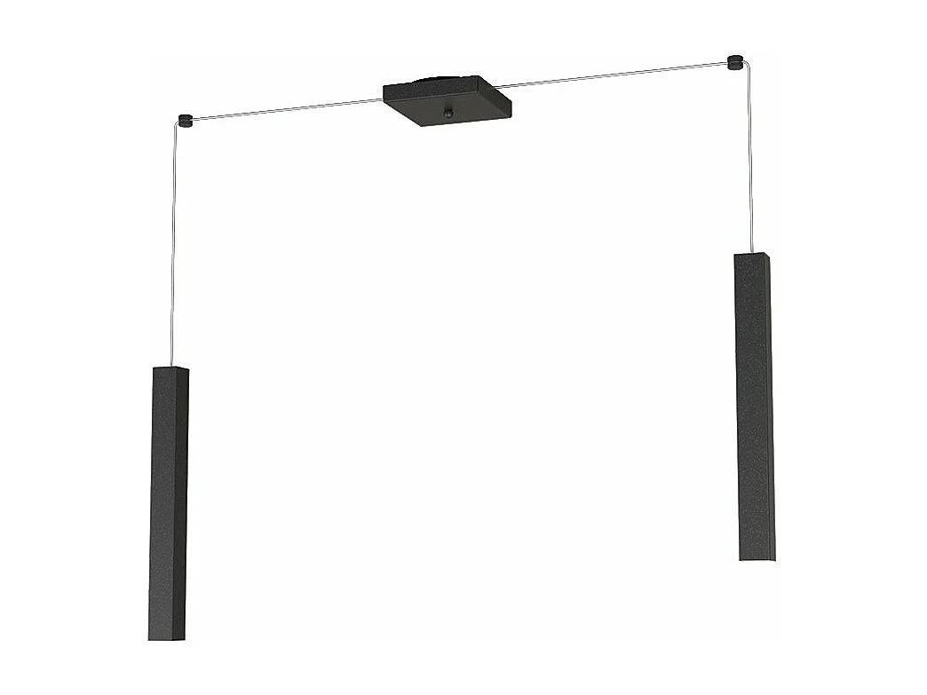 Square Tube Sospensione 2 Luci Nero Cavo Cm.250 Con Base