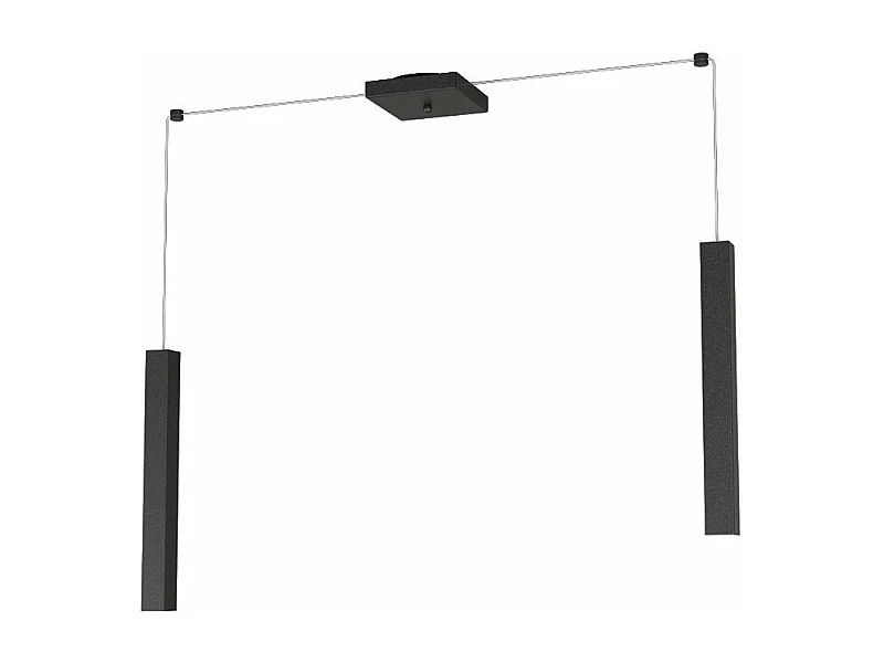 Square Tube Sospensione 2 Luci Nero Cavo Cm.250 Con Base