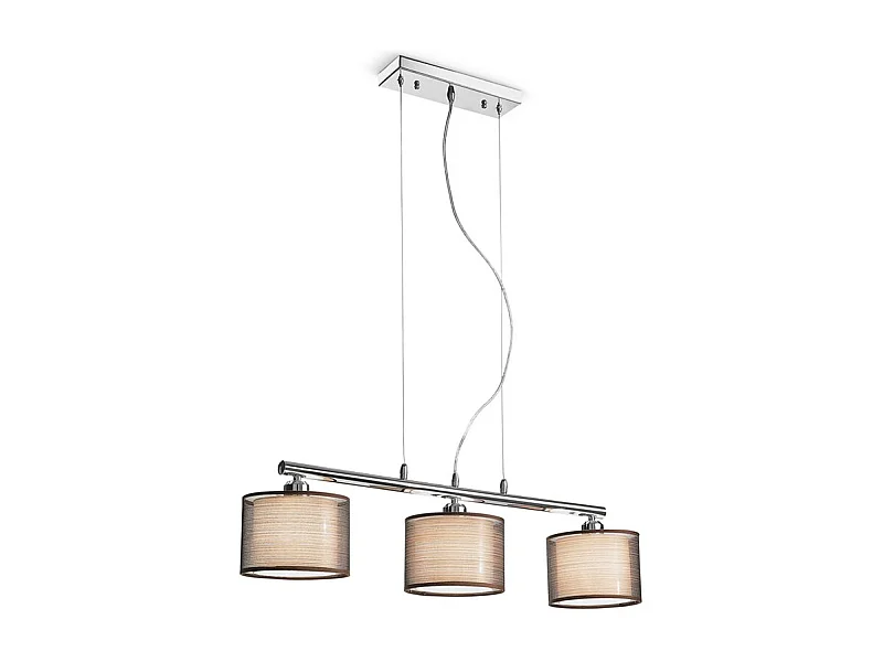 Lampadario In Metallo Moderno Sirco Hotel Cromo Marrone 3 Luci E27