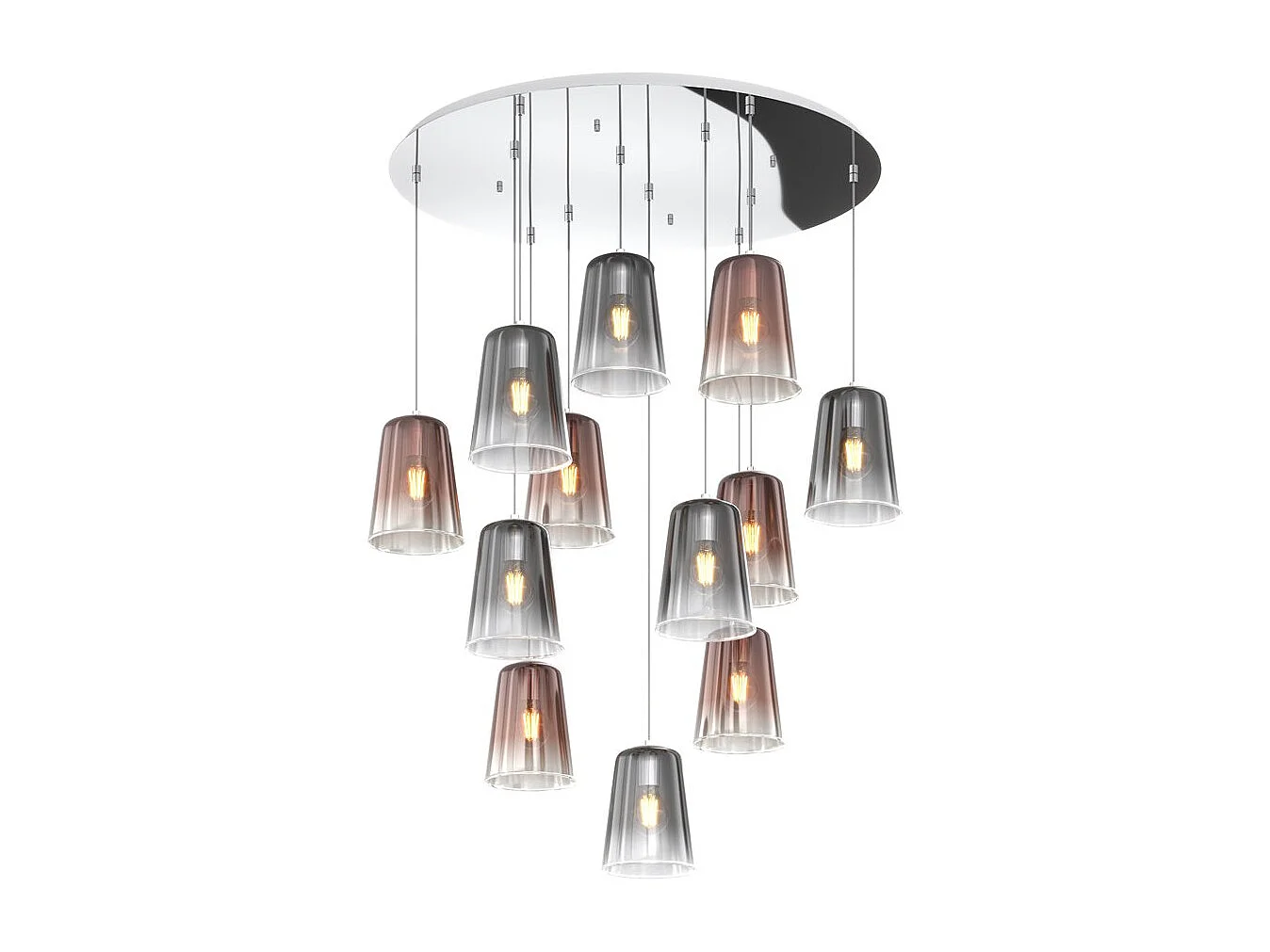 Sospensione Cromo Tonda 12 Luci (6 Ra + 6 Cr)