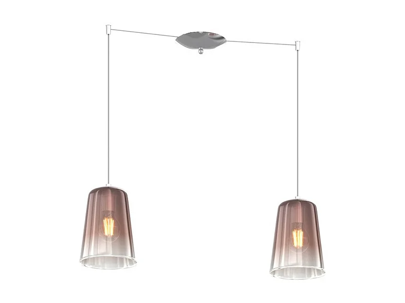 Sospensione Contemporanea Shaded Metallo Cromo Vetro Rame 2 Luci E27