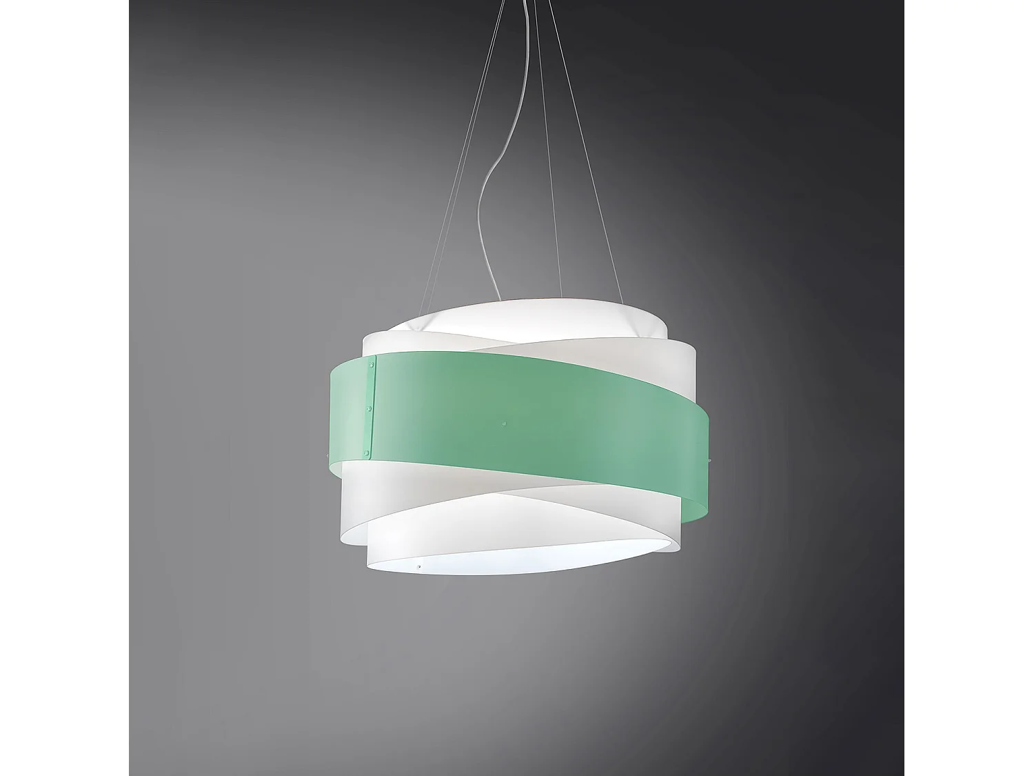 Lampadario Moderno Bea Polilux ® Verde Pastello E Metallo Cromo 5 Luci E27