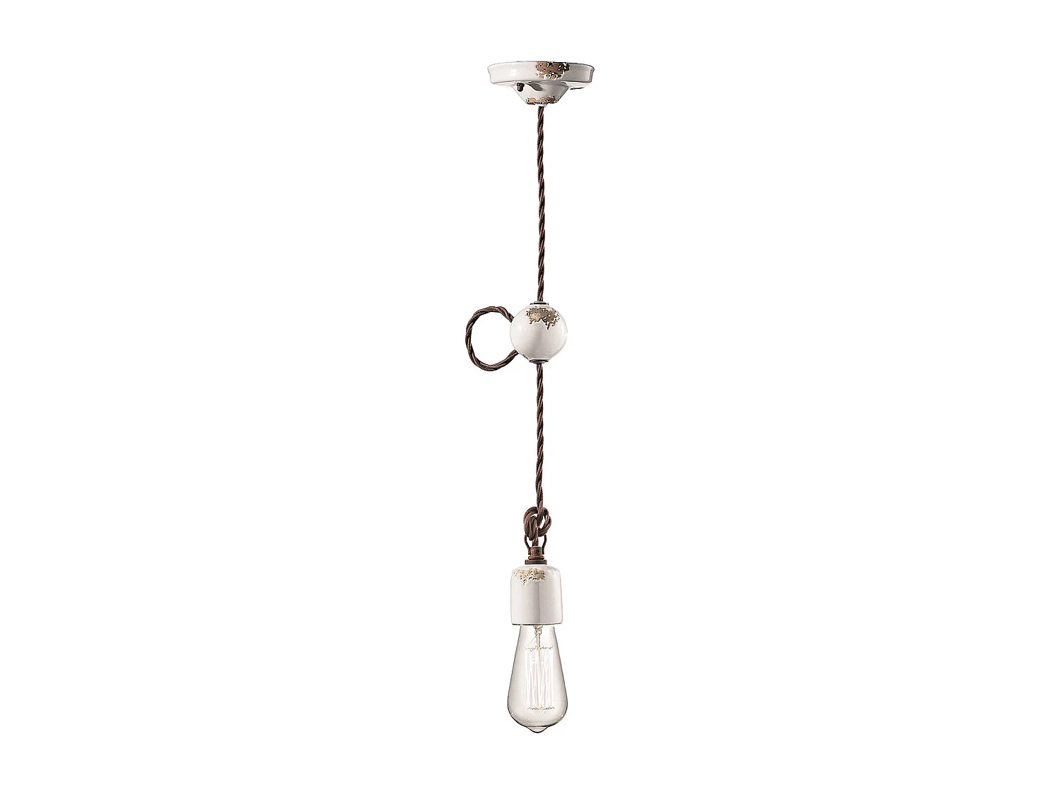 Sospensione Vintage Ceramica Bianca 1 Luce E27