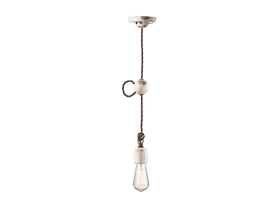 Sospensione Vintage Ceramica Bianca 1 Luce E27