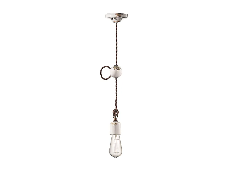 Sospensione Vintage Ceramica Bianca 1 Luce E27
