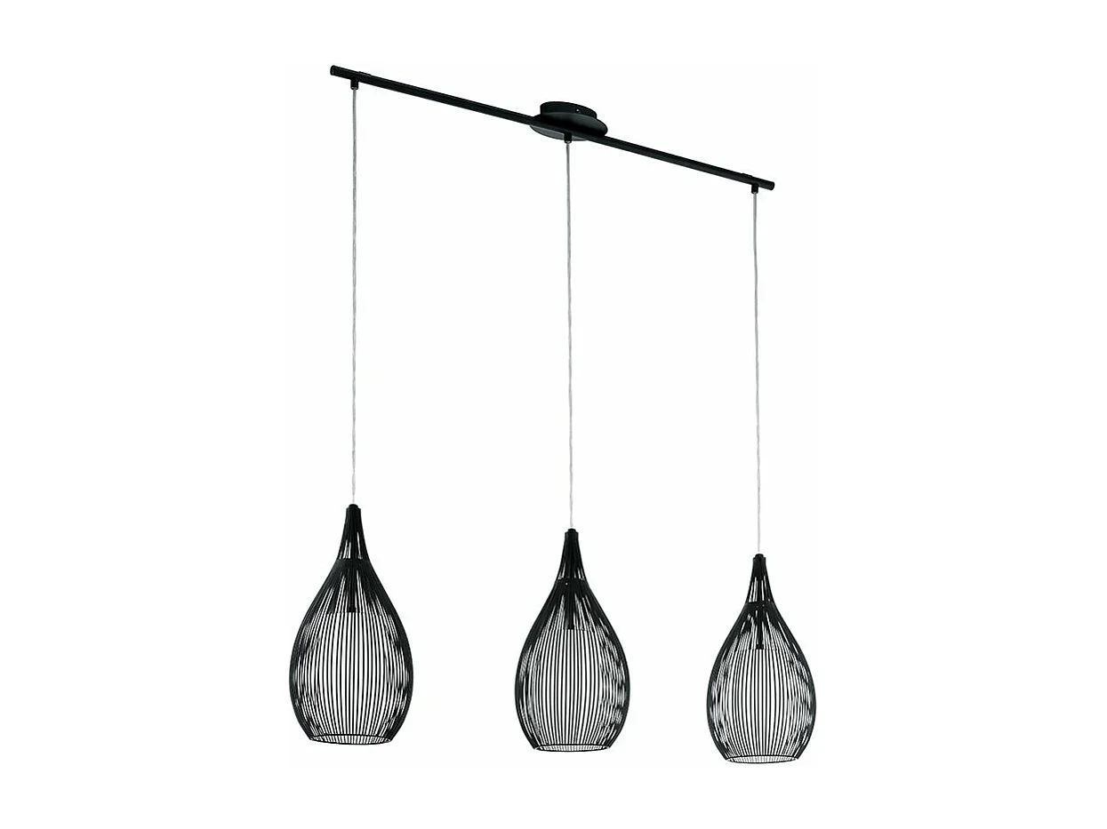 Lampadario Contemporaneo Razoni 3 Luci Acciaio Nero