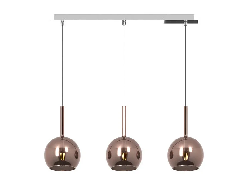 Sospensione Contemporanea Rosone Rett. Future Met. Cromo Vetro Rame 3 Luci E27