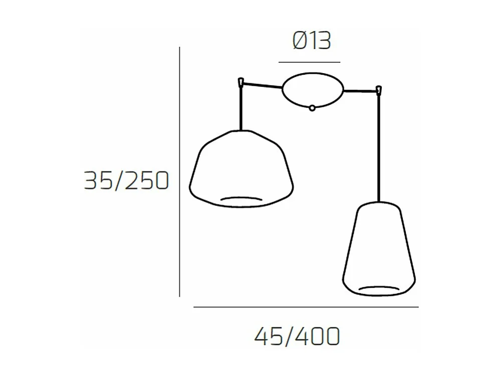 Sospensione Cromo 2 Luci Spostabile Vetri Alpha + Gamma Trasparenti