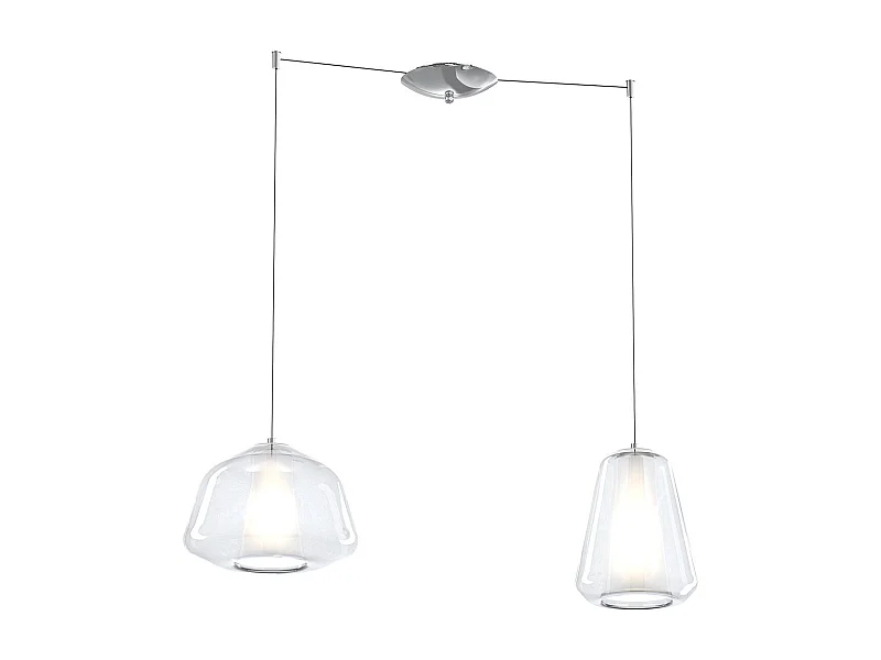 Sospensione Cromo 2 Luci Spostabile Vetri Alpha + Gamma Trasparenti
