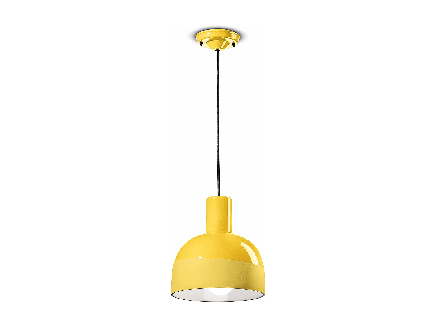 Lampadario Vintage Decò Caxixi Ceramica Giallo Limone 1 Luce E27