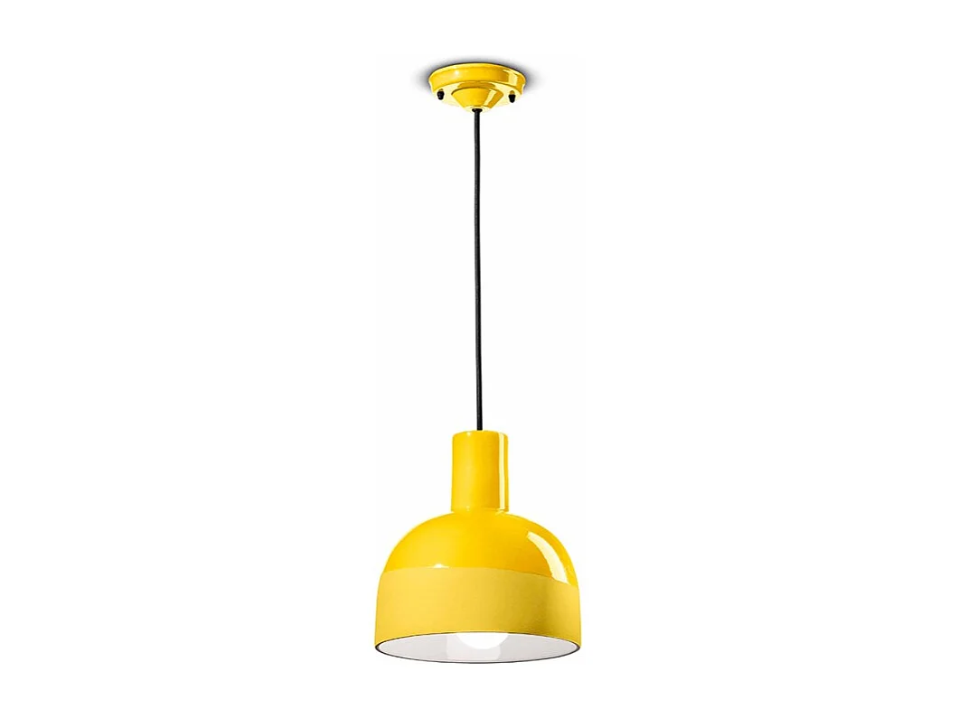 Lampadario Vintage Decò Caxixi Ceramica Giallo Limone 1 Luce E27