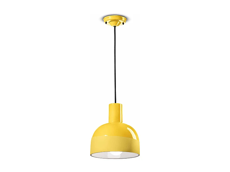 Lampadario Vintage Decò Caxixi Ceramica Giallo Limone 1 Luce E27