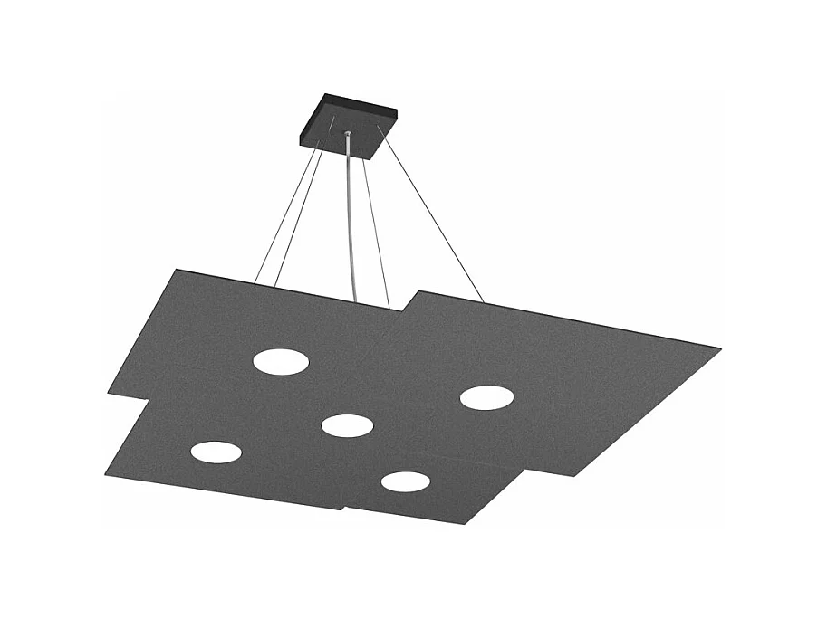 Sospensione Moderna Plate Metallo Grigio Antracite 5 Luci Gx53