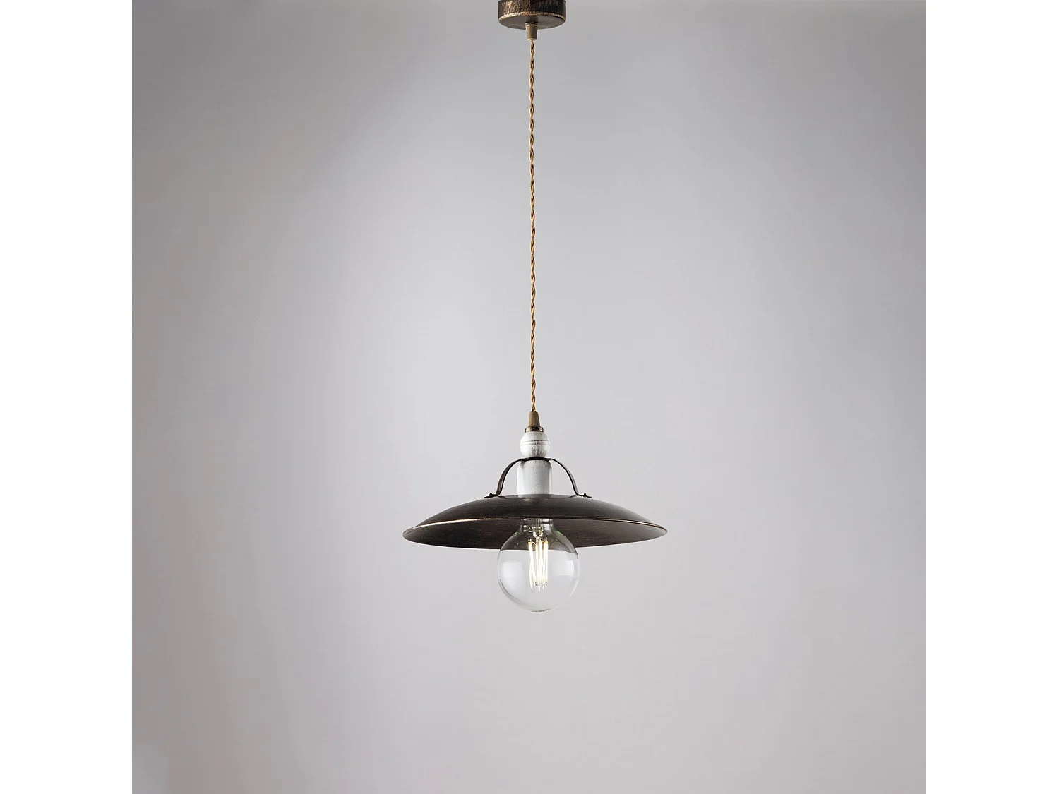 Sospensione Cantina Stile Industrial 1 Luce Ferro Marrone E Oro