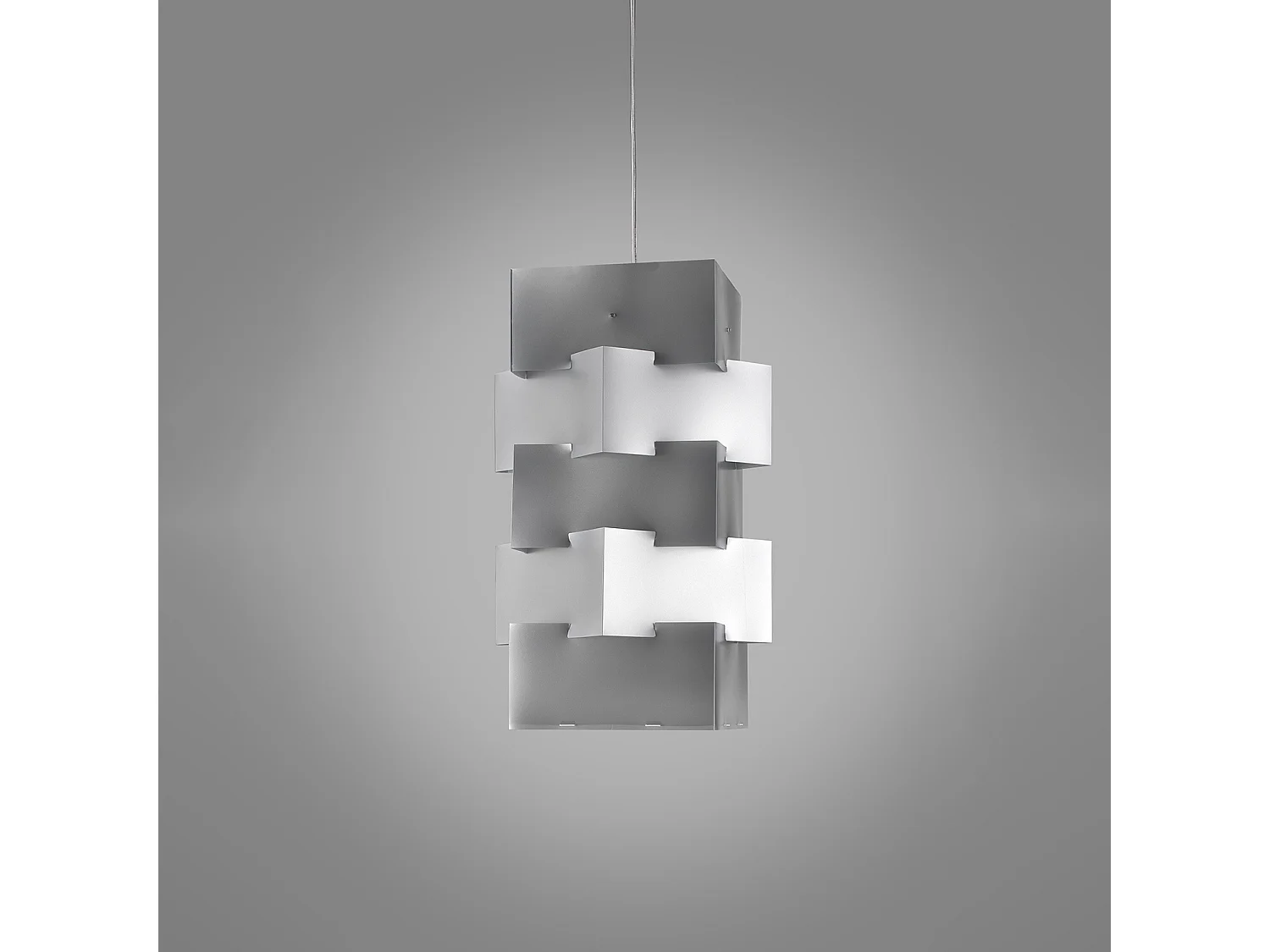 Sospensione Moderna Building Polilux ® Argento E Metallo Cromo 1 Luce E27 H60Cm