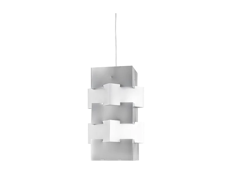 Sospensione Moderna Building Polilux ® Argento E Metallo Cromo 1 Luce E27 H60Cm