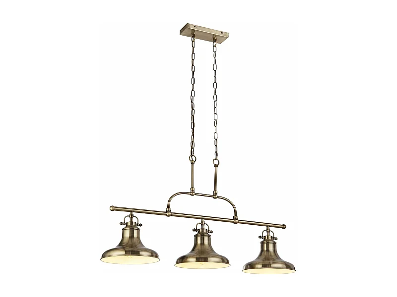 Lampadario Rustico-Country Dallas Acciaio Ottone 3 Luci E27