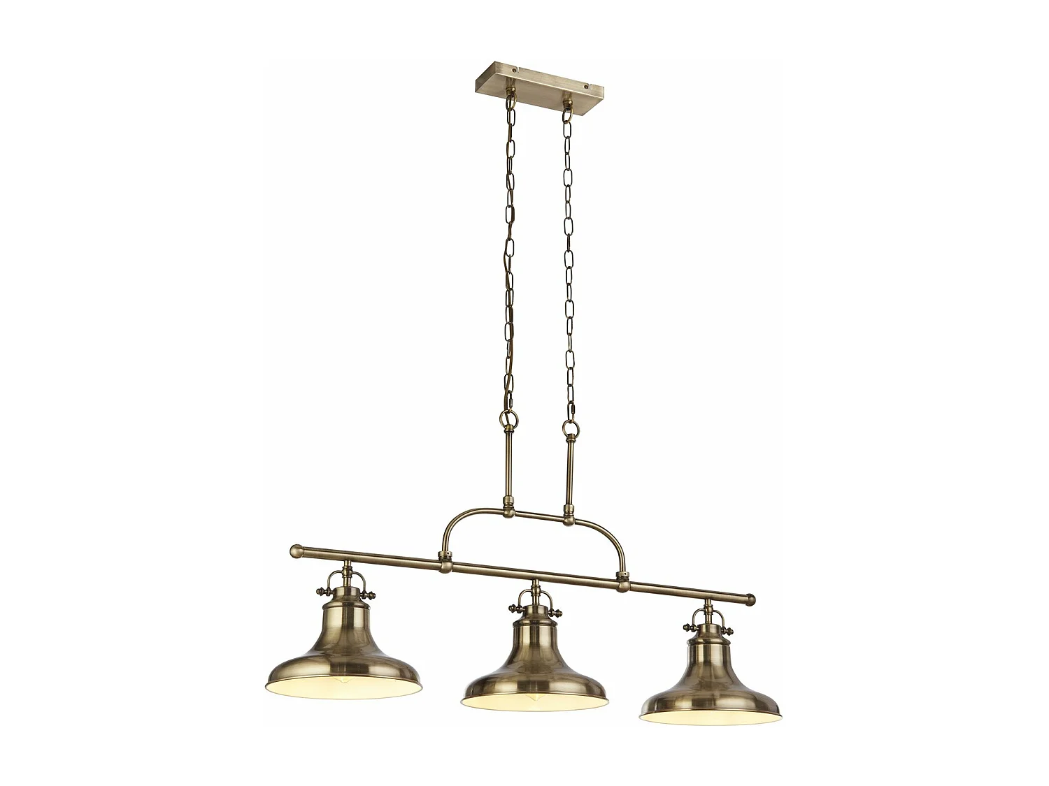 Lampadario Rustico-Country Dallas Acciaio Ottone 3 Luci E27