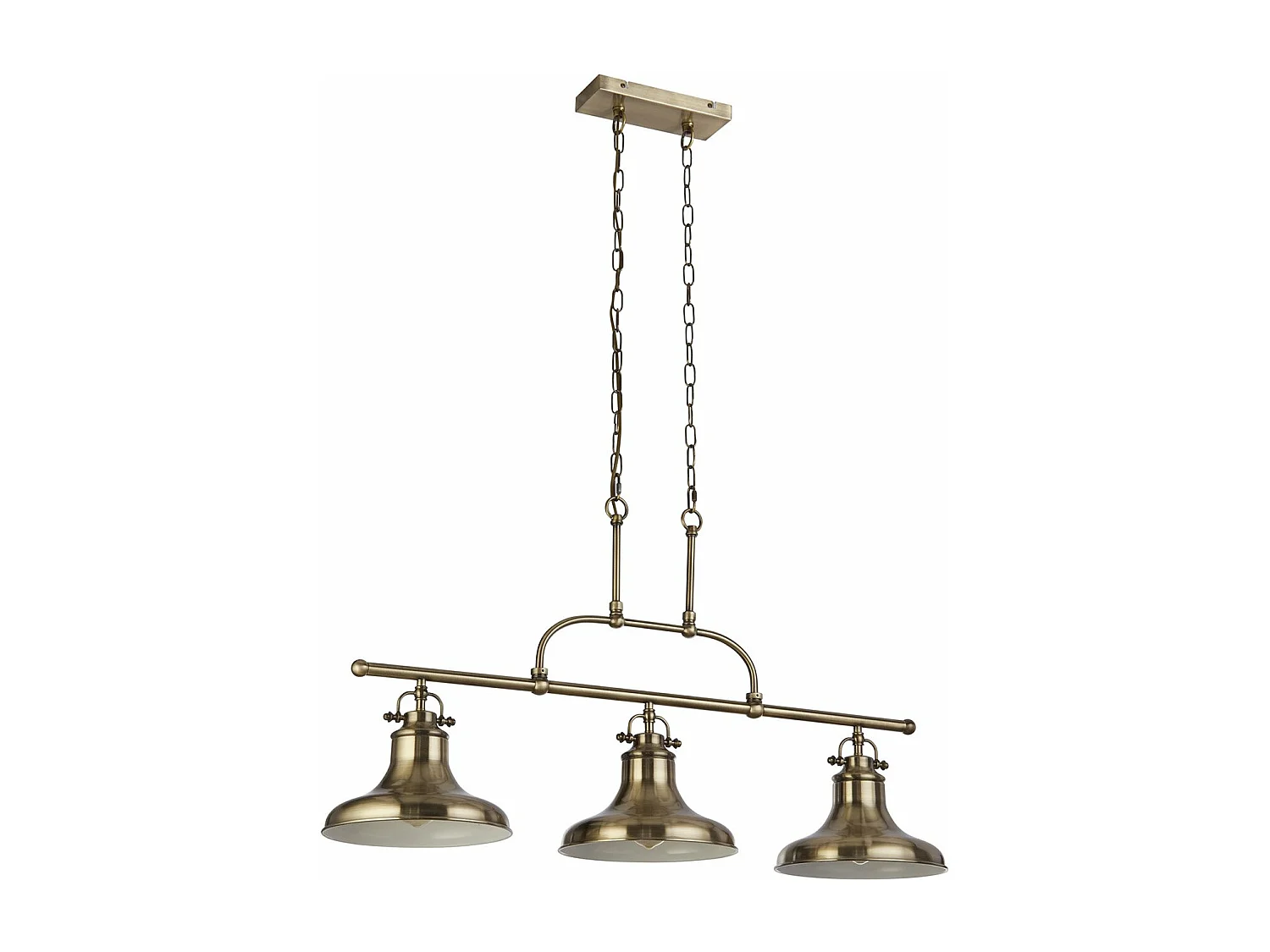 Lampadario Rustico-Country Dallas Acciaio Ottone 3 Luci E27