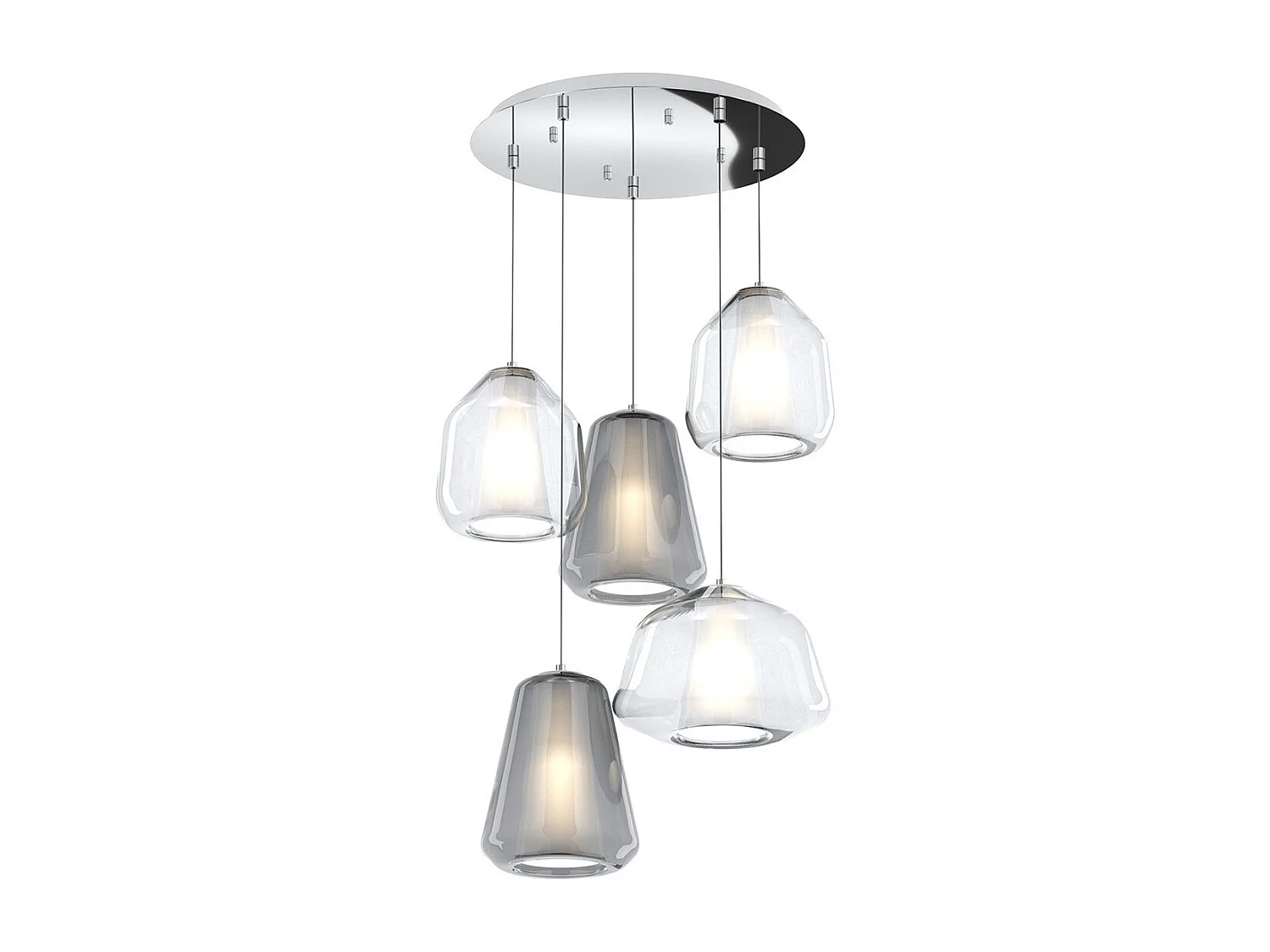 Sospensione Cromo 5 Luci Tonda Vetri (Alpha Tr) (Beta 2X Tr) (Gamma 2X Fu)