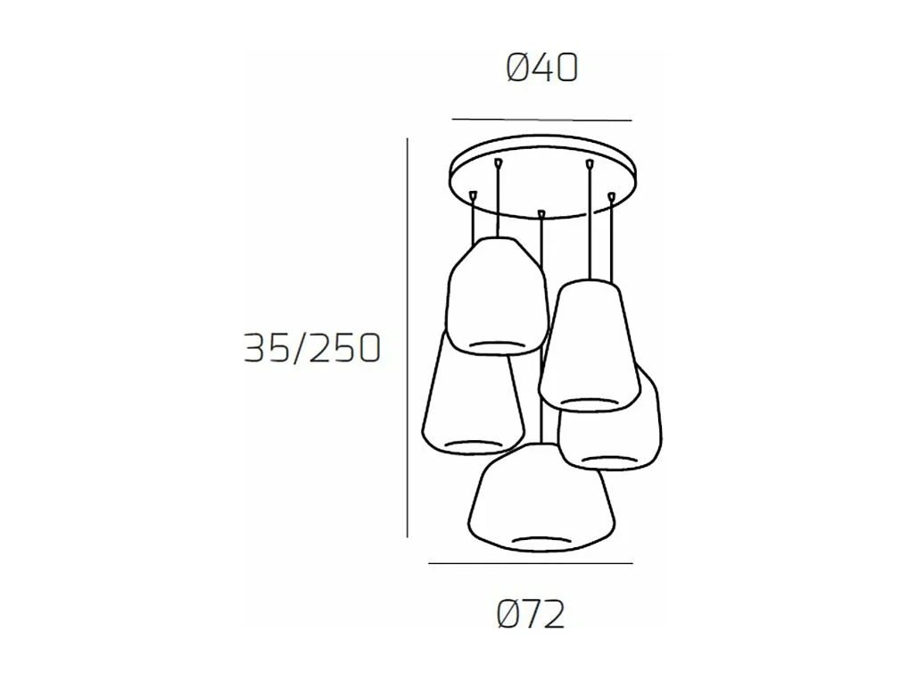 Sospensione Cromo 5 Luci Tonda Vetri (Alpha Tr) (Beta 2X Tr) (Gamma 2X Fu)