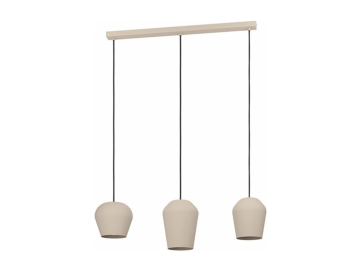 Lampadario Contemporaneo Cambaito 3 Luci Acciaio Avorio