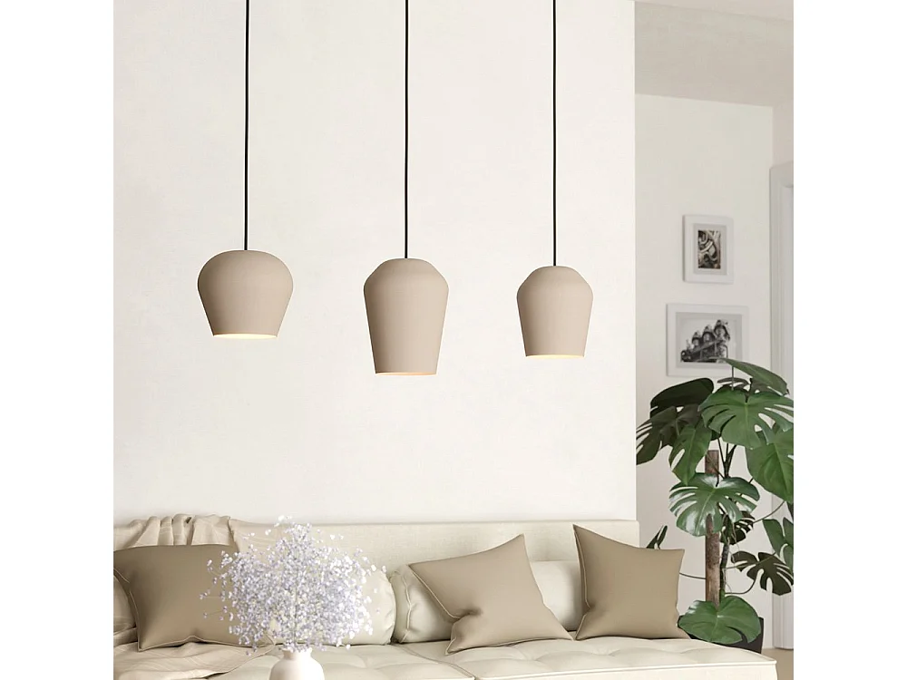 Lampadario Contemporaneo Cambaito 3 Luci Acciaio Avorio