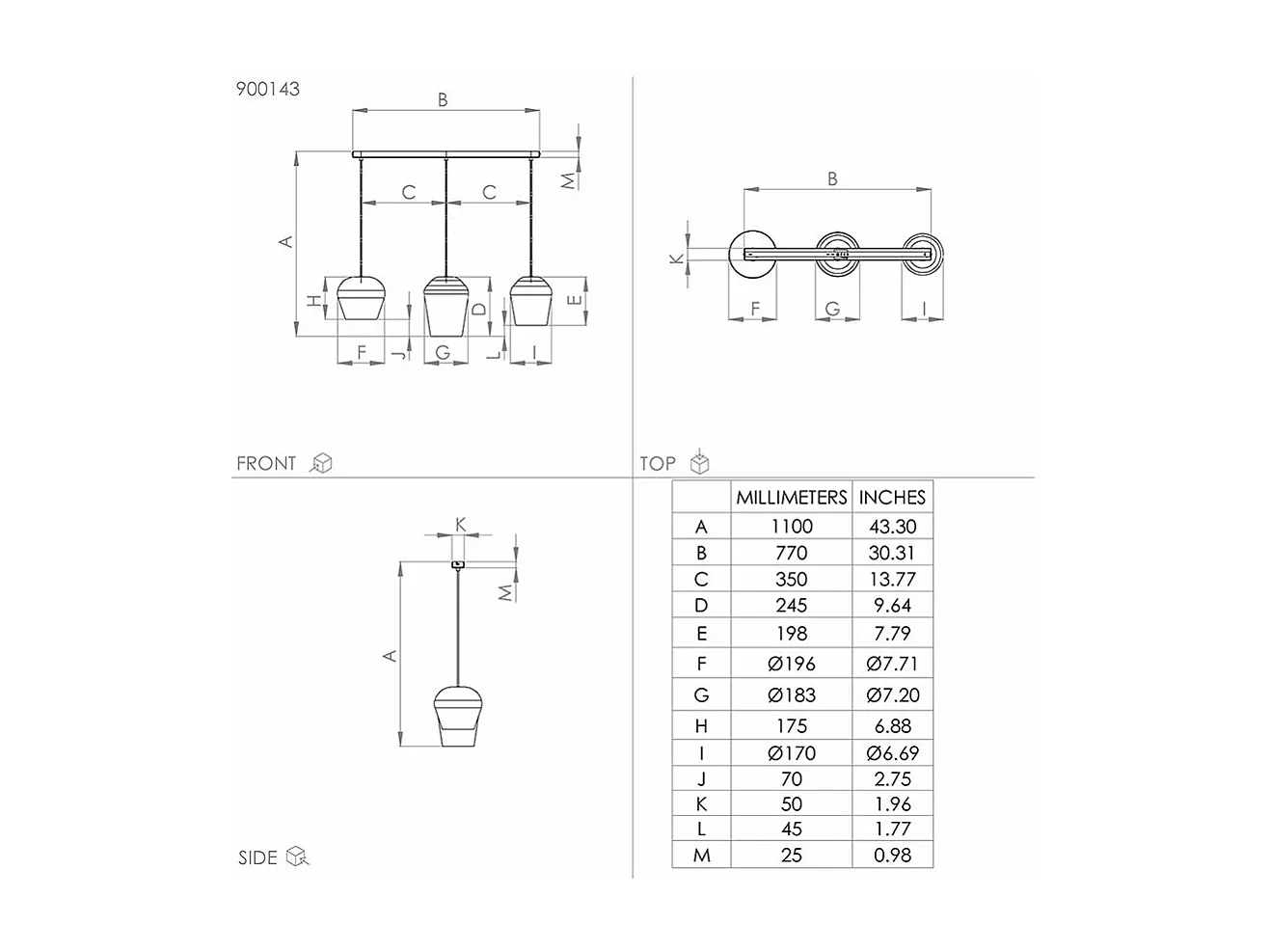 Lampadario Contemporaneo Cambaito 3 Luci Acciaio Avorio