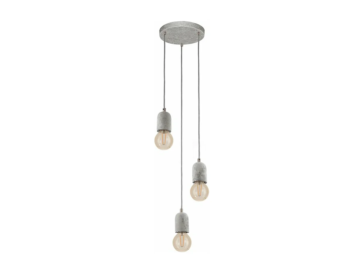 Lampadario Industrial Silvares 3 Luci Acciaio Grigio