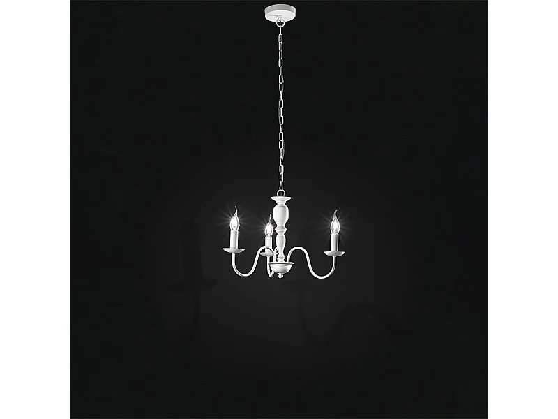 Lampadario In Metallo Provenzale Ducale Bianco 3 Luci E14