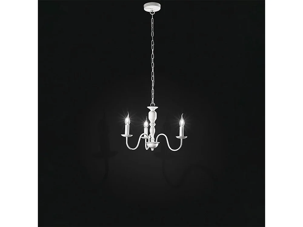Lampadario In Metallo Provenzale Ducale Bianco 3 Luci E14