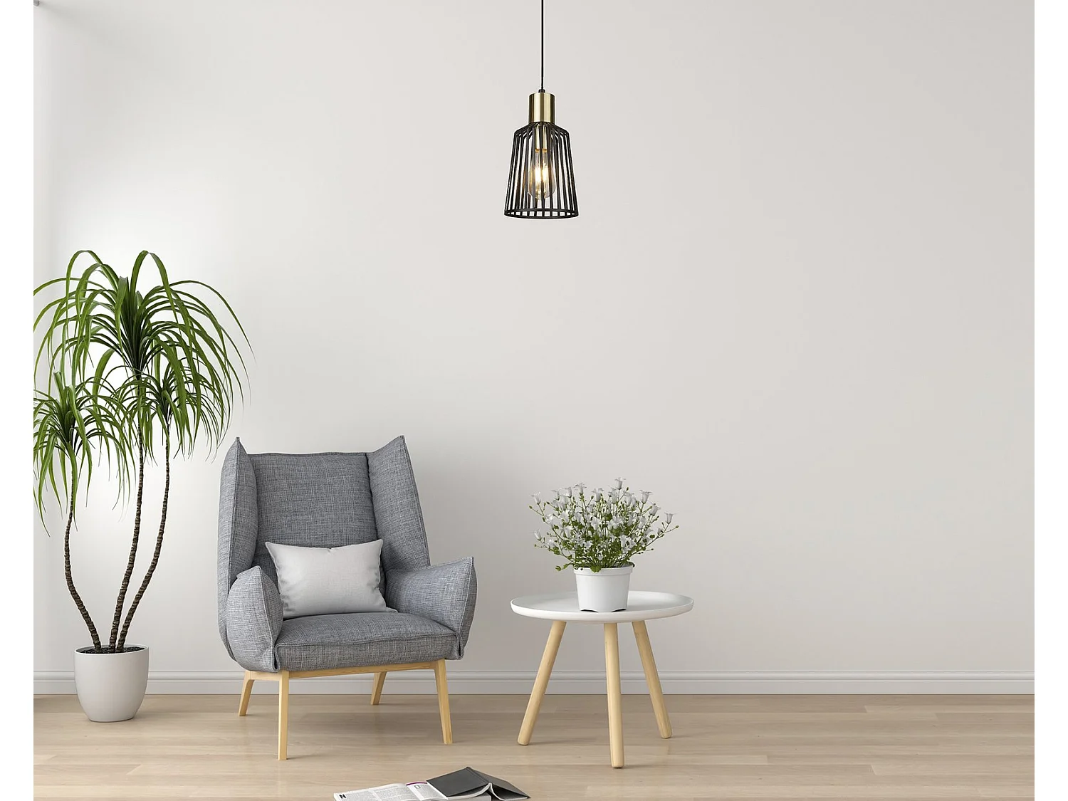 Searchlight Bird Cage 1 Light Cage Takhnge Antik Mssing, Matt Svart, E27