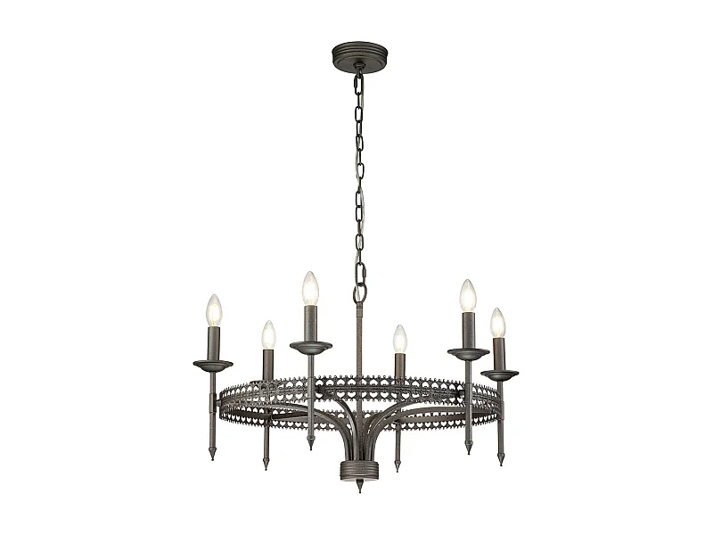 Elstead Crown 6 ljus ljuskrona järnfinish, E14