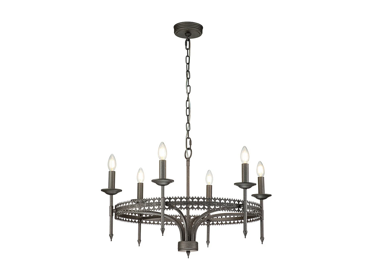 Elstead Crown - Lampadario a 6 luci finitura ferro, attacco E14