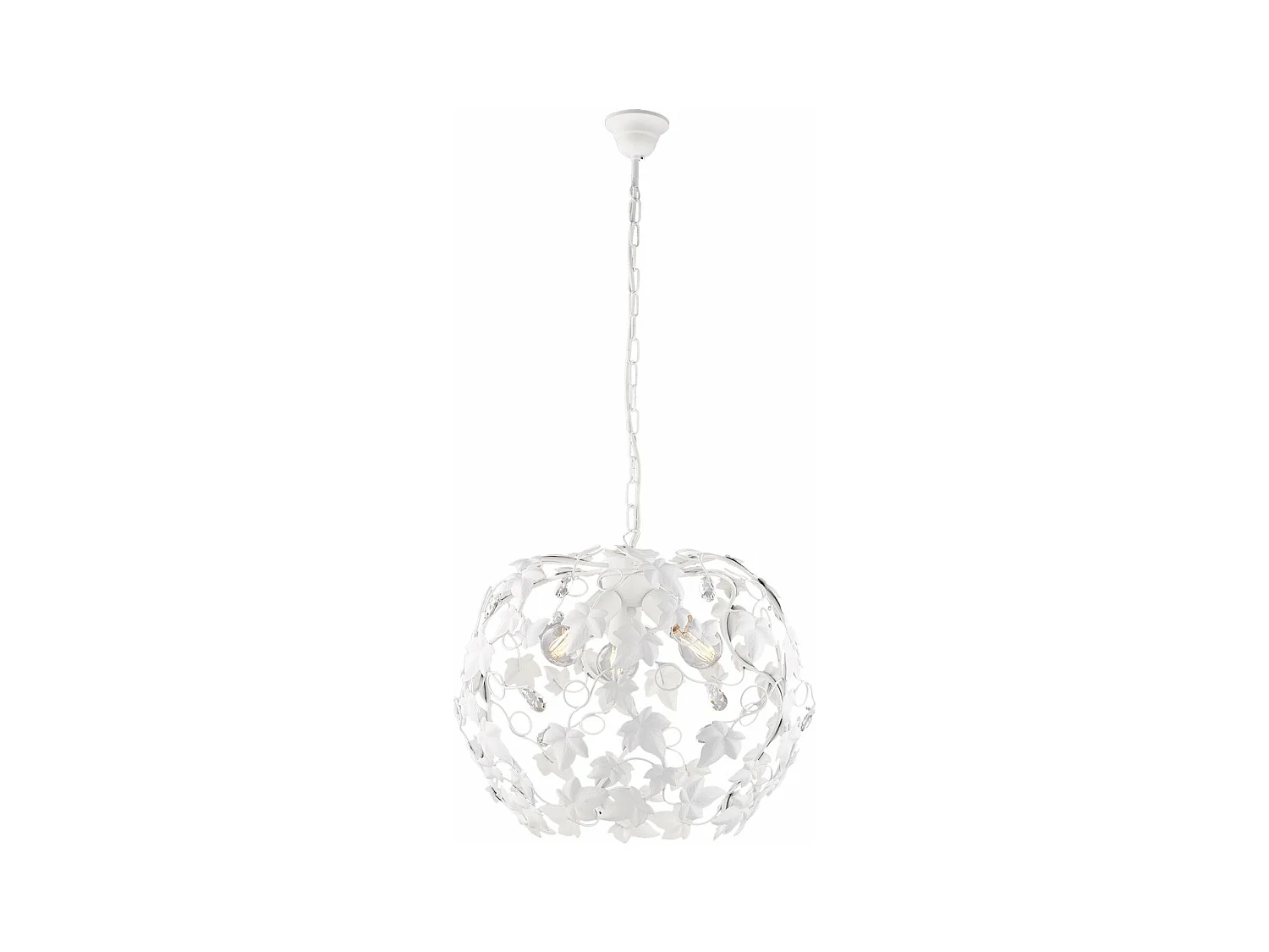 Edera Lustre en fer laqué blanc décoration shabby chic et strass cristal 3 lumières 105 d.50 BL50-3-BCO