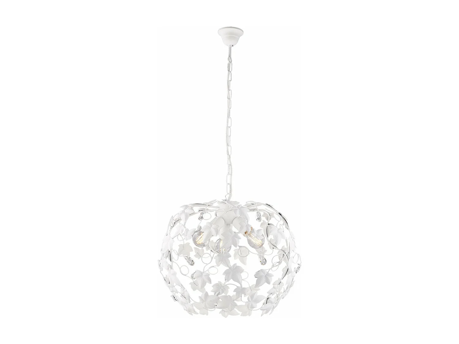 Edera Lustre en fer laqué blanc décoration shabby chic et strass cristal 3 lumières 105 d.50 BL50-3-BCO
