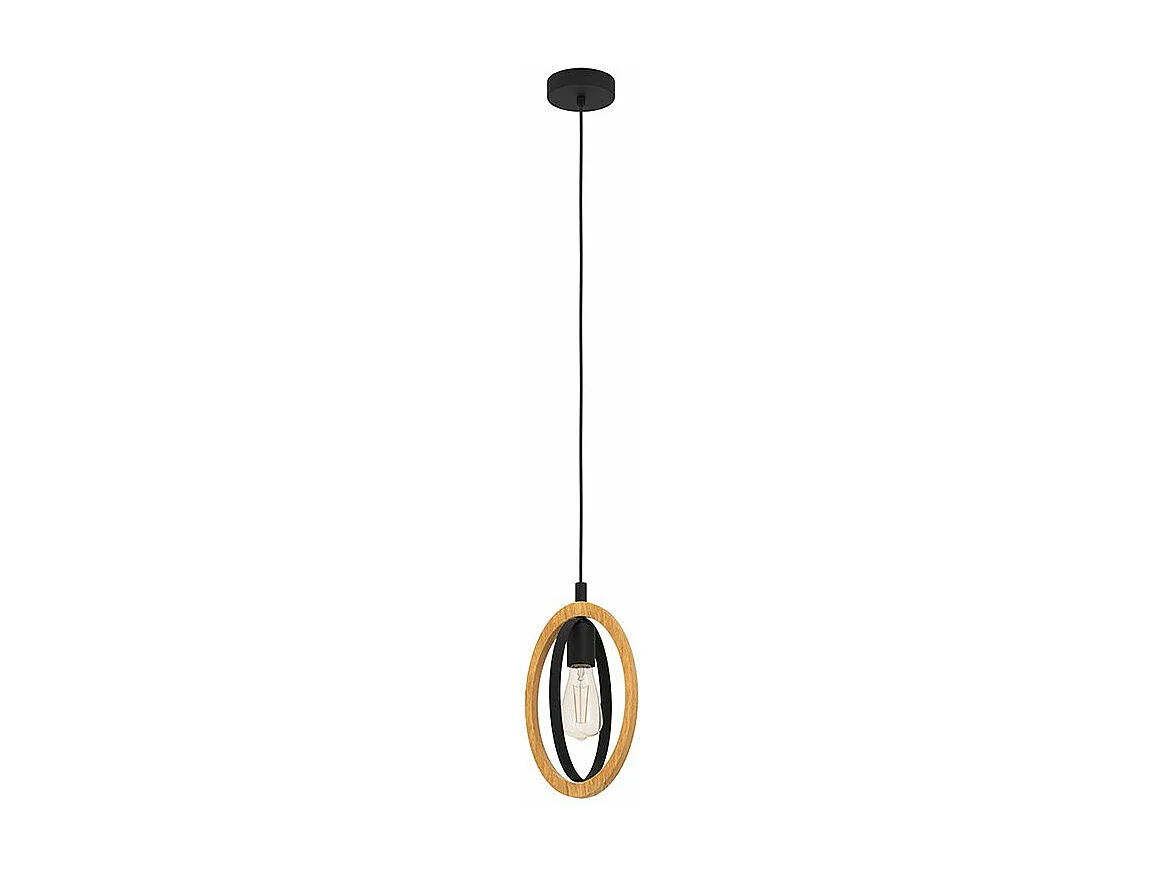Lampadario Industrial Basildon 1 Luce Metallo Nero E Marrone